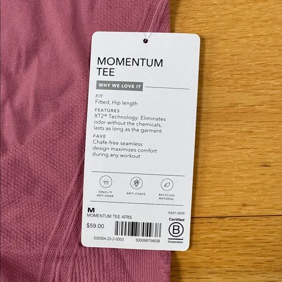 Pink Short Sleeve Athletic Top Athleta Momentum Tee NWT - Picture 2 of 3
